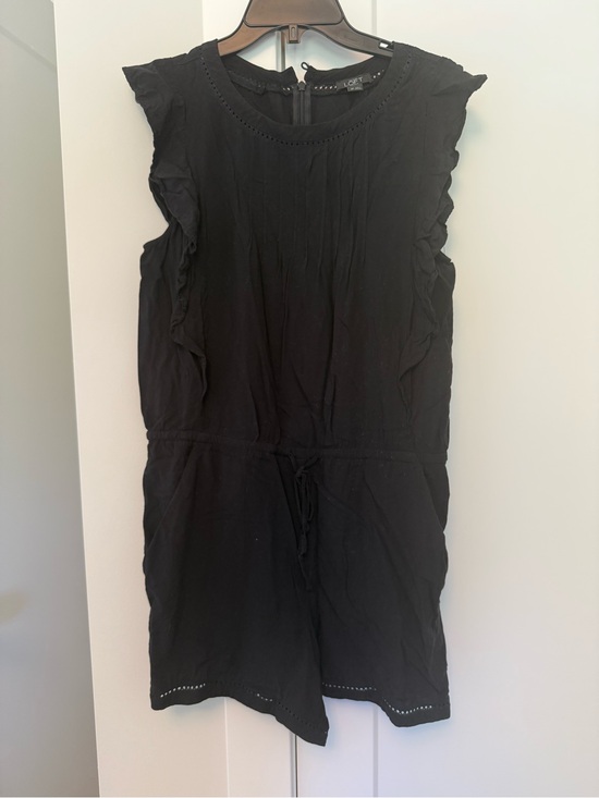 LOFT Pants - LOFT Black Sleeveless Ruffle-Trim Romper